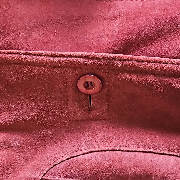 VTG Suede Leather Orange Fur Sherpa Belted Penny Lane jacket - Picture 9 of 13